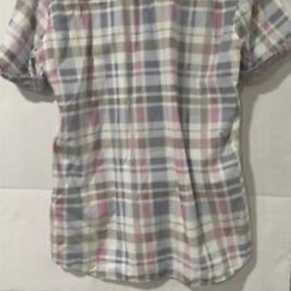 Bugatchi Men's M Button-Up Plaid Cotton Shaped Fit Short Sleeve Shirt‎ - Picture 7 of 7